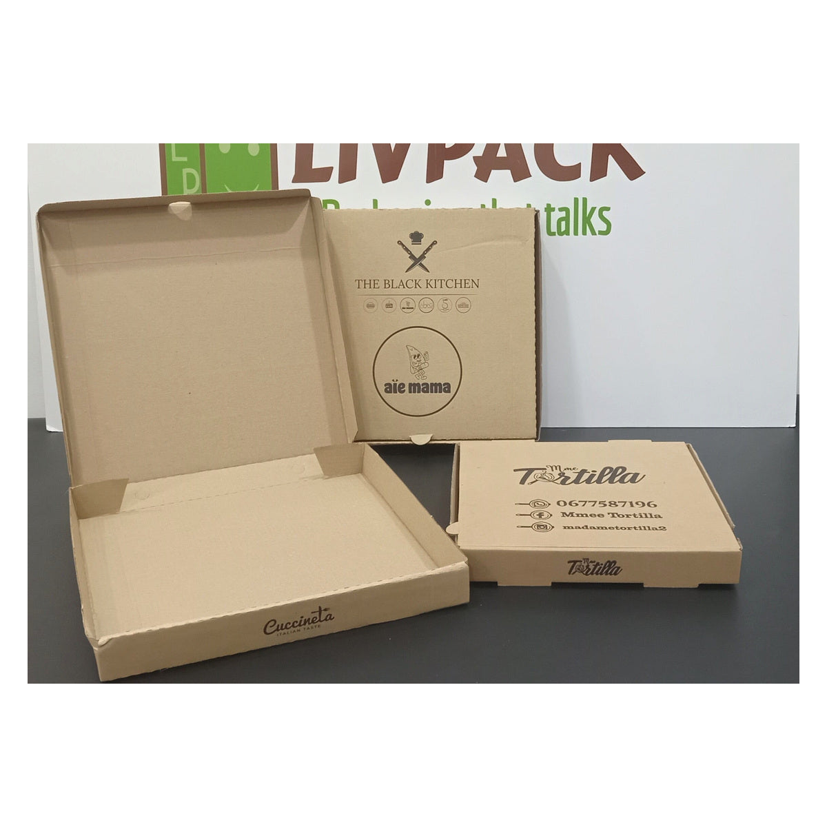 Caja de pizza Kraft personalizada con logotipo – 26 cm / 29 cm / 31 cm / 40 cm