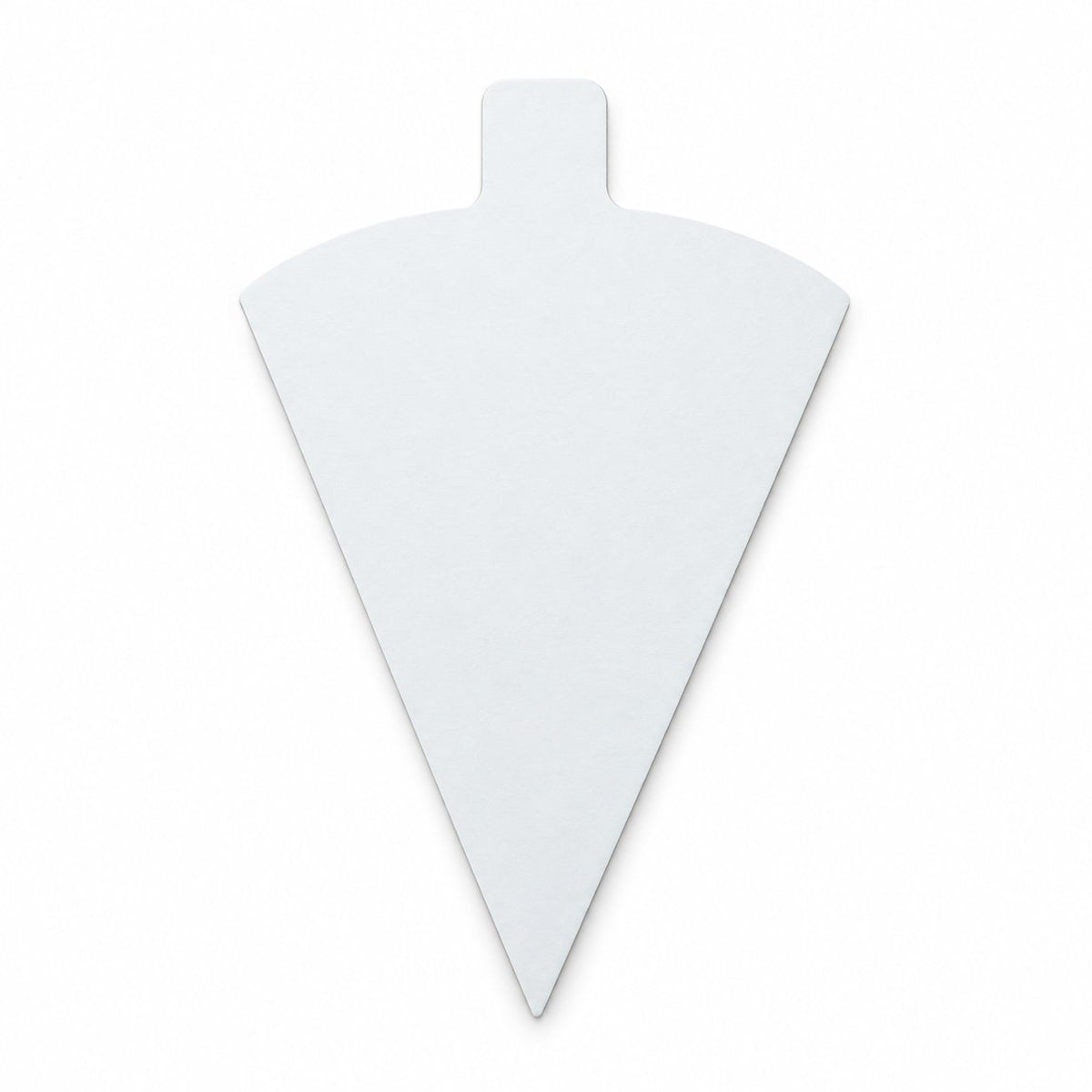 White individual pastry boards in triangular, square, round and cigar shapes