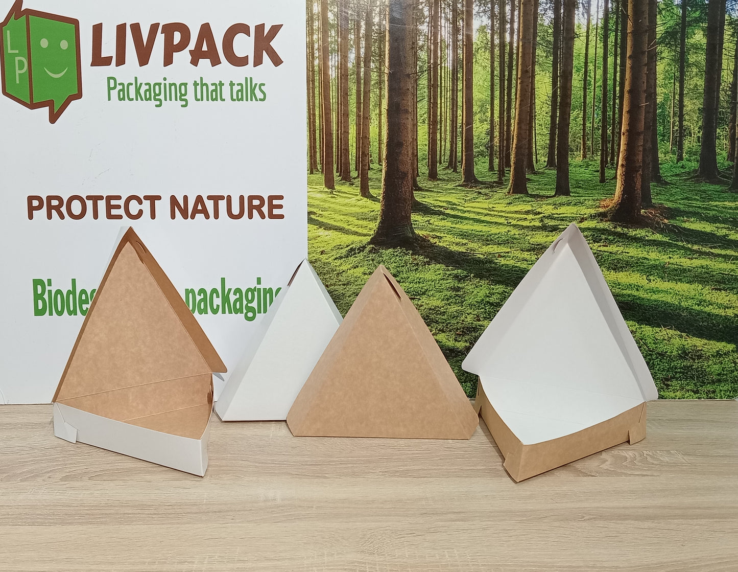 Boîte triangle kraft pour part de pizza – emballage à emporter écologique