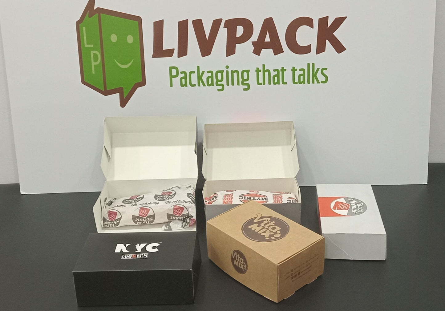 Boîte sandwich personnalisée kraft et blanche avec impression logo – Emballage restauration rapide Livpack