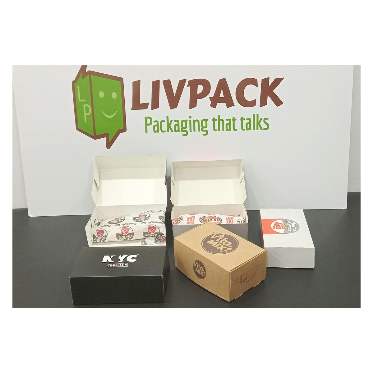 Custom kraft and white sandwich boxes with logo printing