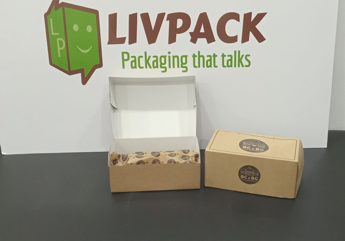 Boîte sandwich personnalisée kraft marron avec impression logo – Emballage restauration rapide Livpack