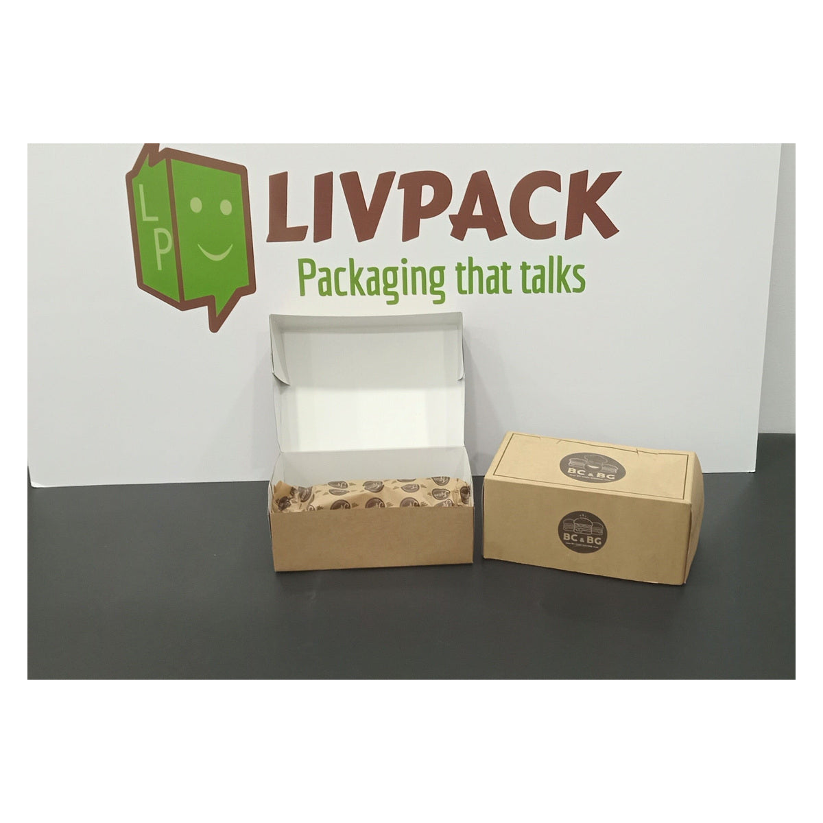 Boîte sandwich personnalisée kraft marron avec impression logo – Emballage restauration rapide Livpack