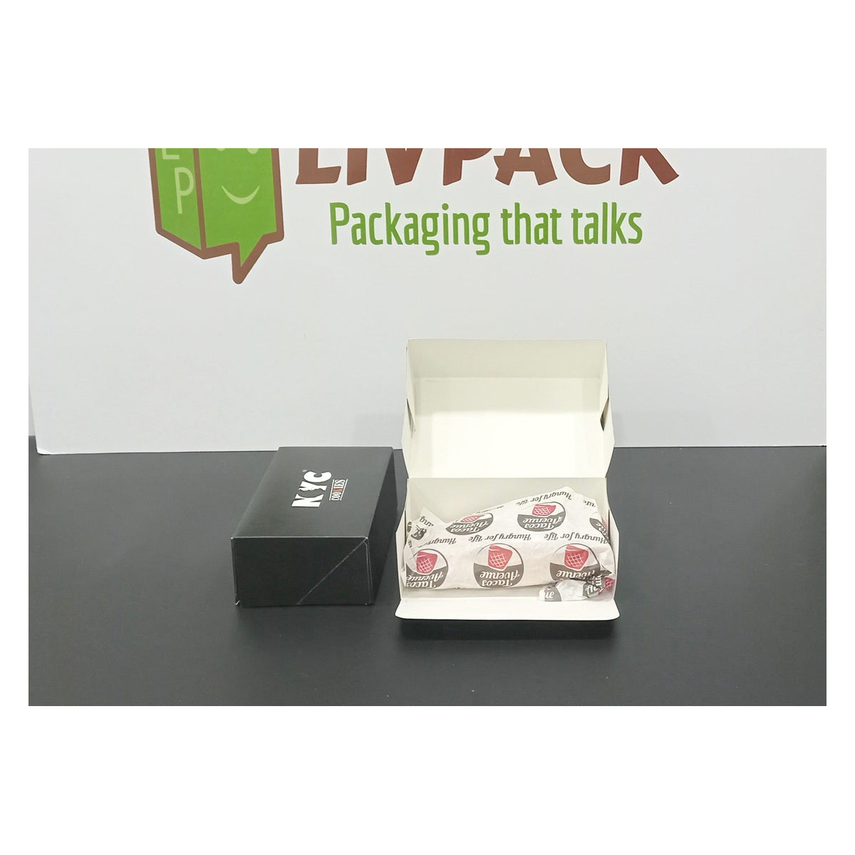 Black custom sandwich box with logo printing