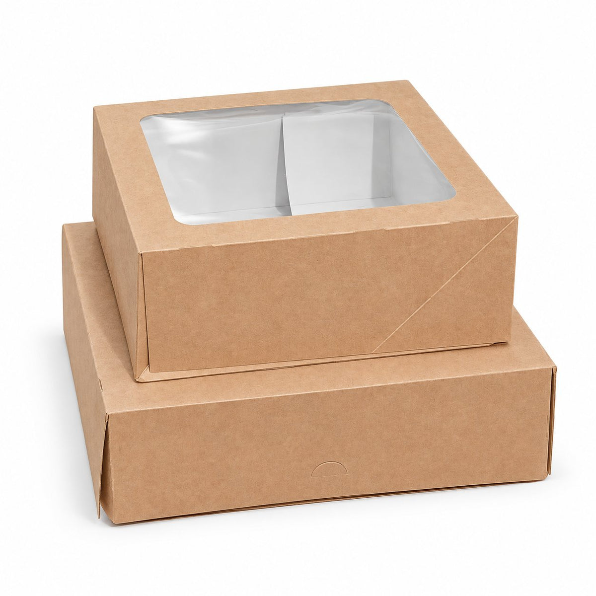 Pack 50 Boîtes Kraft Standard avec Fenêtre – Livraison 48H – 25x25 ou 30x30 cm — vue produit sur fond blanc