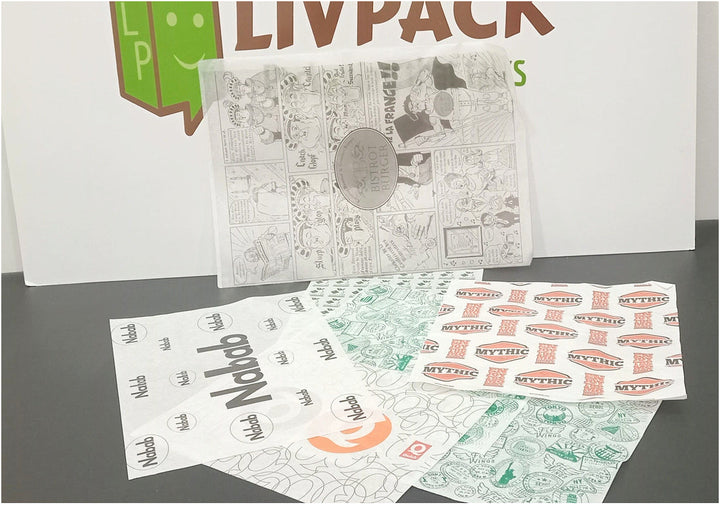 Papel antigrasa blanco personalizado para hamburguesas, tacos y sándwiches