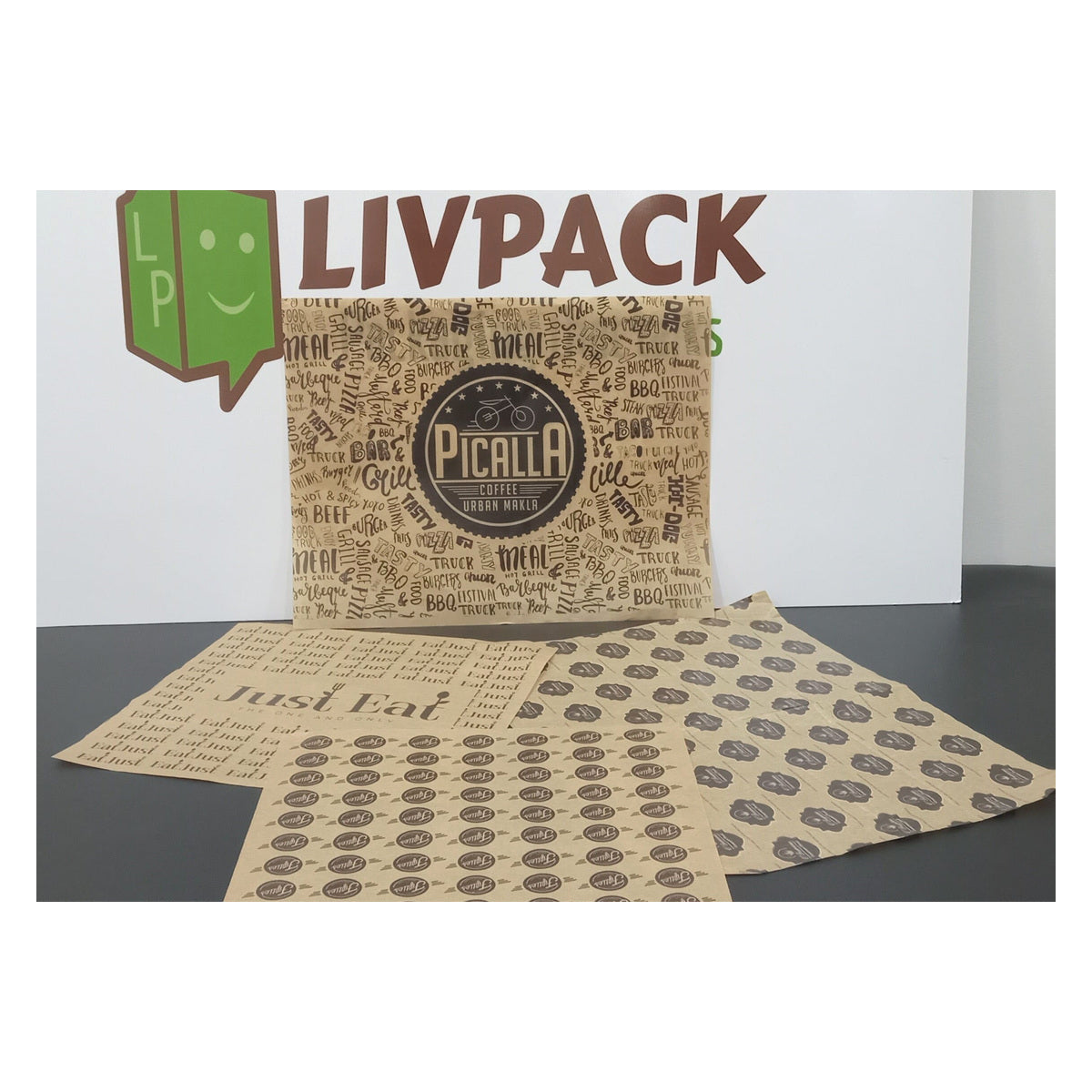 Papier ingraissable kraft marron personnalisé pour burger, tacos ou sandwich – Livpack