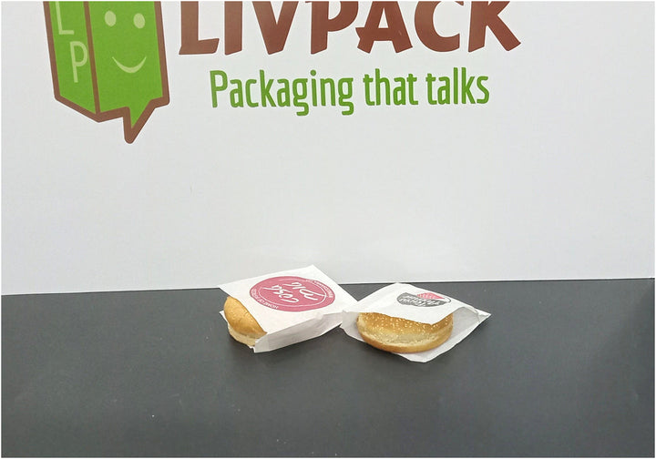 Funda de papel kraft blanco personalizada para hamburguesa