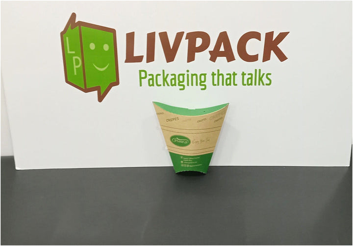 Soporte kraft para crepes con logo personalizado