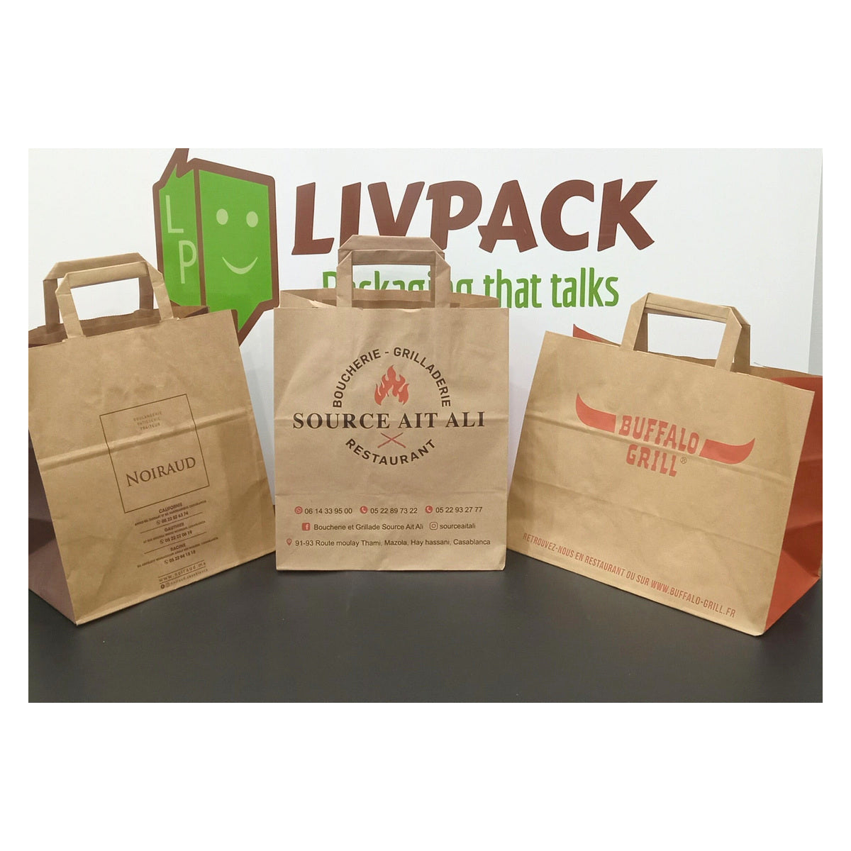 Custom kraft carrier bag with logo
