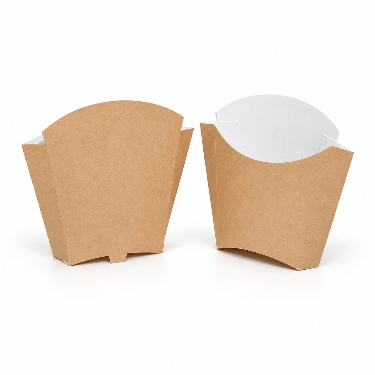 Standard kraft fries bags on a white background