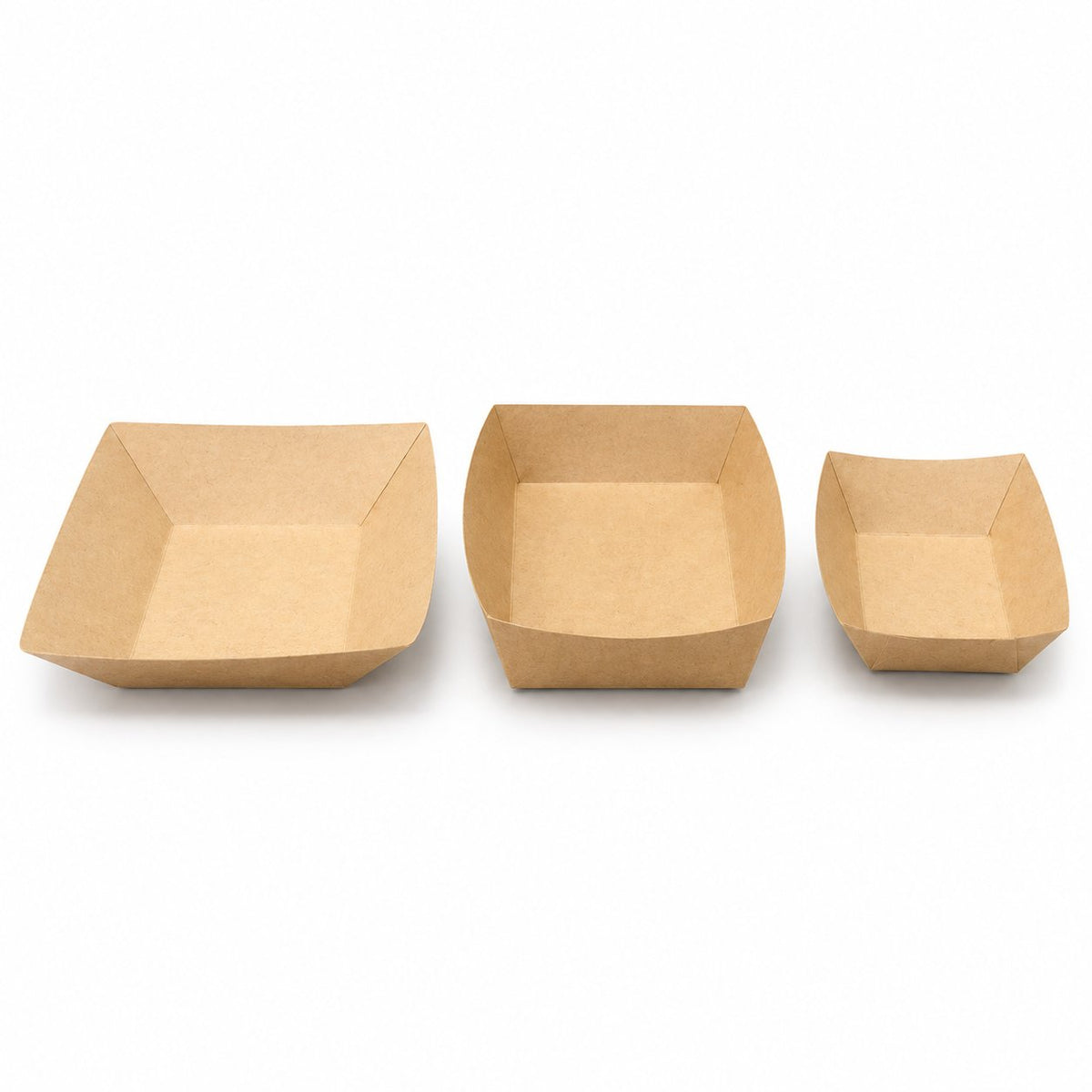 Kraft boat trays on a white background