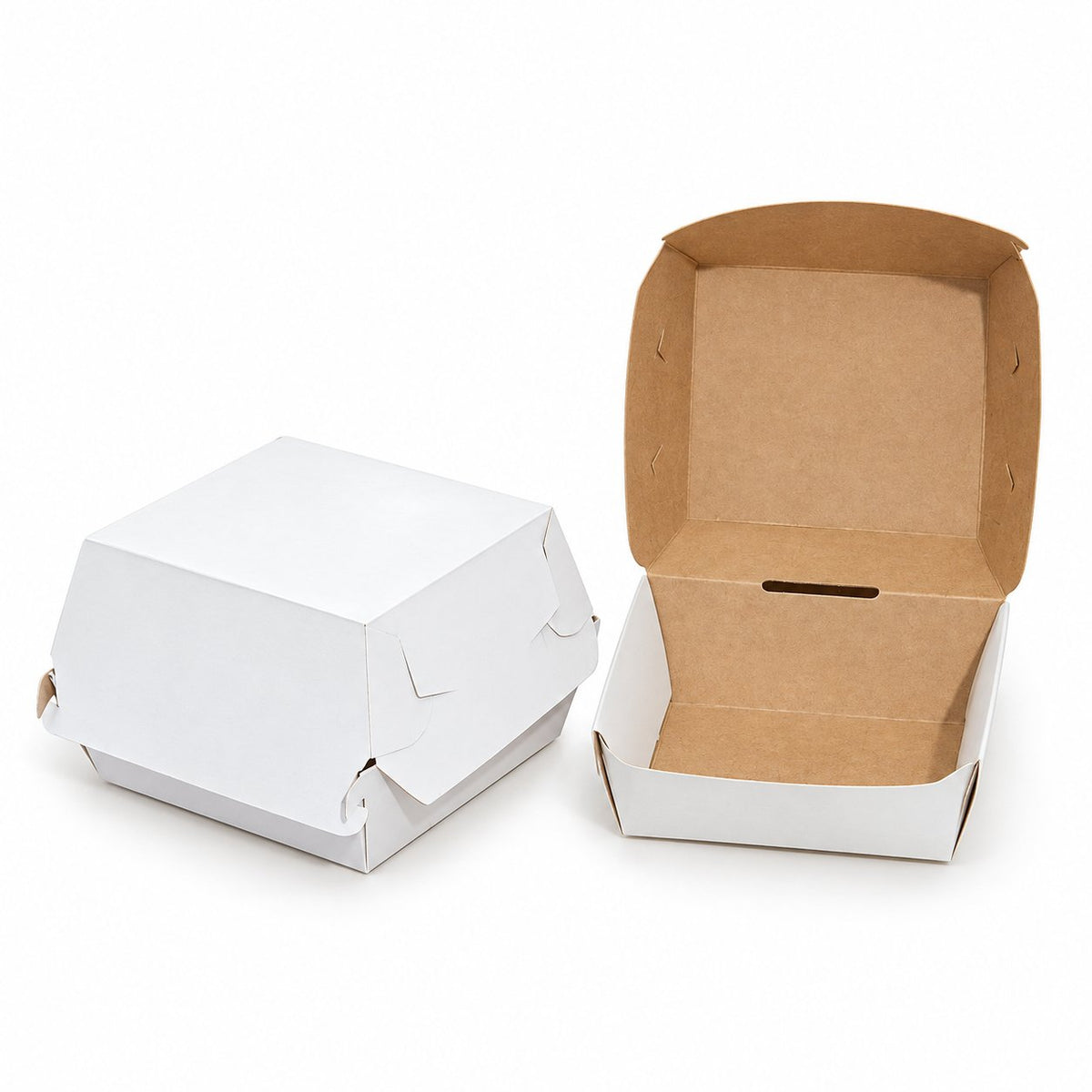 Pack 100 Boîtes Burger Kraft Standard – 2 Tailles Disponibles – Livraison Rapide — vue produit sur fond blanc
