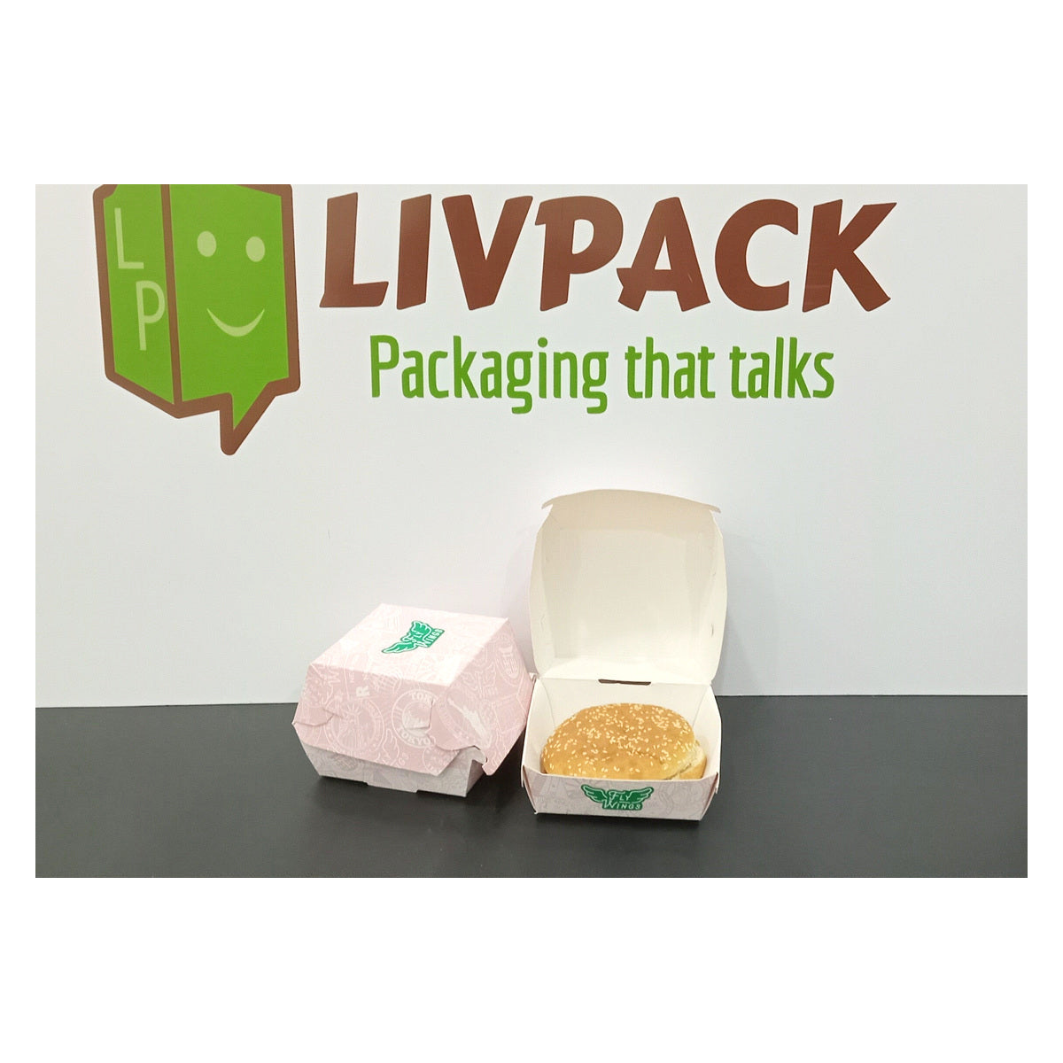 Custom white burger box, 12 × 12 cm