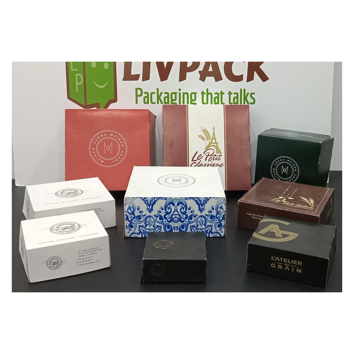 boîtes pâtisserie personnalisées avec logo – kraft & blanc