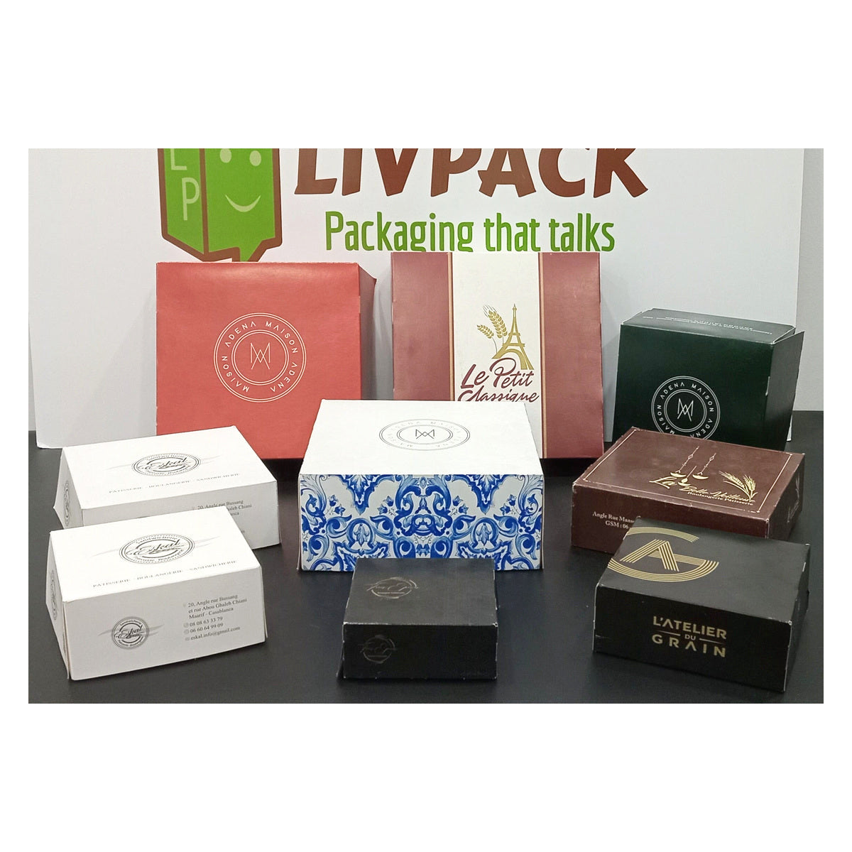 Custom kraft and white pastry boxes with logos