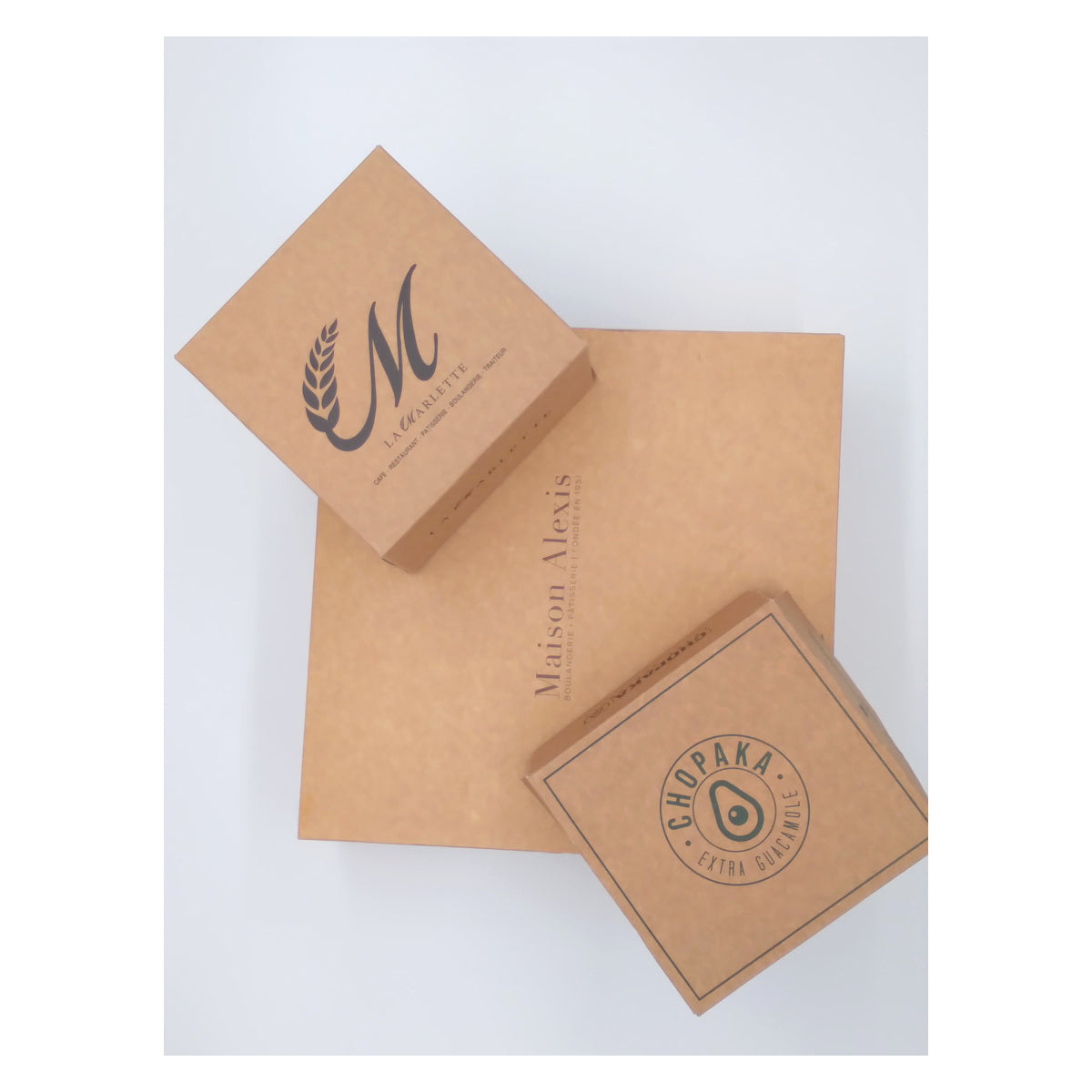 Kraft pastry boxes with offset printing