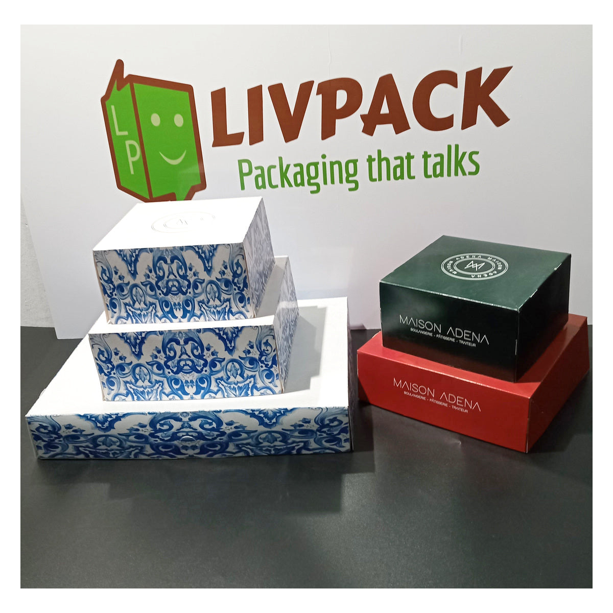 Custom kraft and white pastry boxes with logos