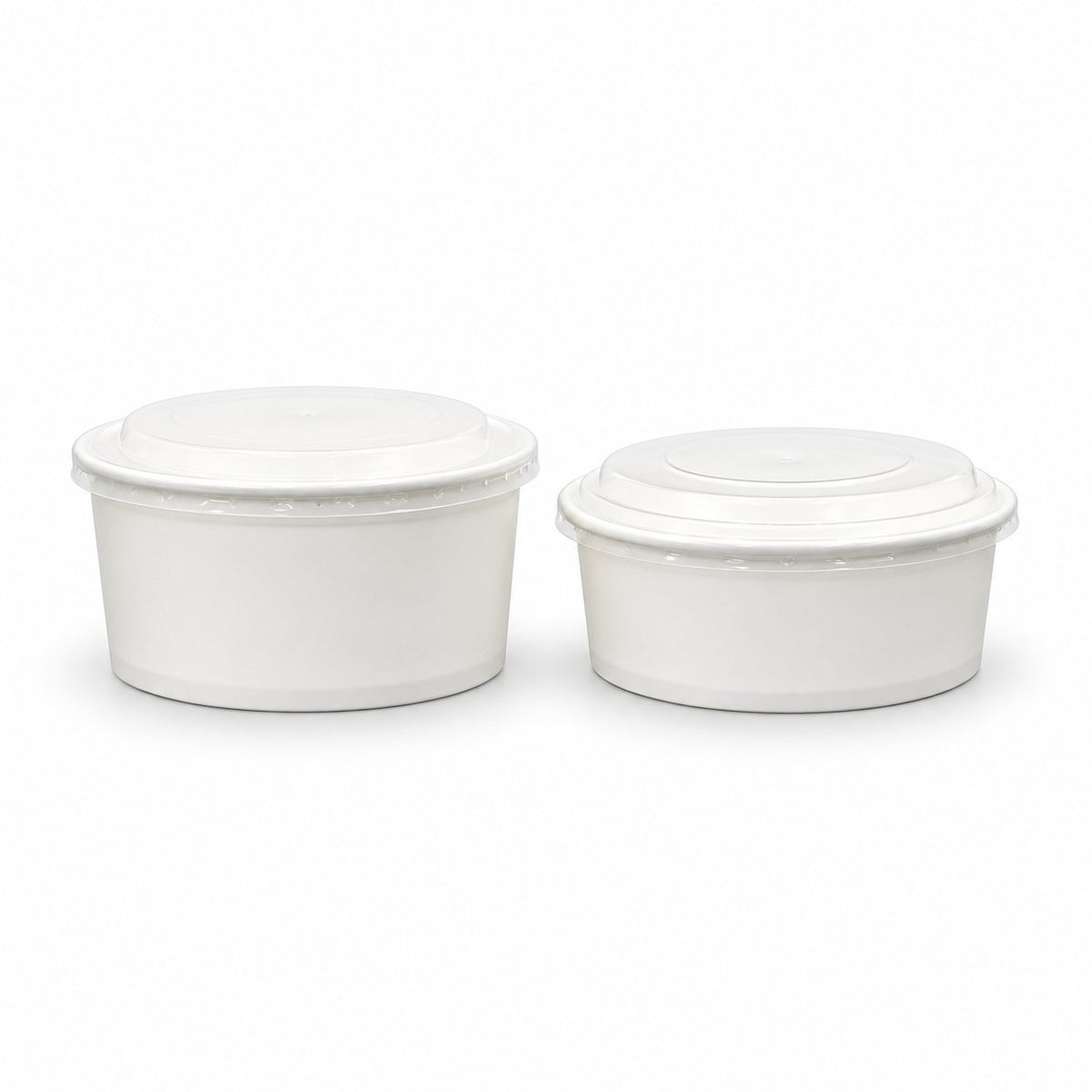 Standard kraft or white food bowls with lids