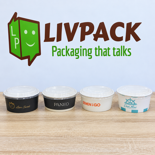 Bols alimentaires personnalisés avec couvercle transparent, exemples de réalisations Livpack, vue 2