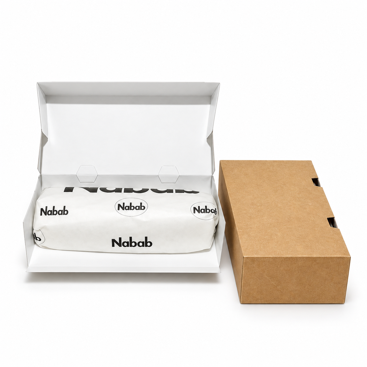 Boîte sandwich kraft 24x12x7 cm – Pack de 50 | Emballage tacos, kebab, snack — vue produit sur fond blanc