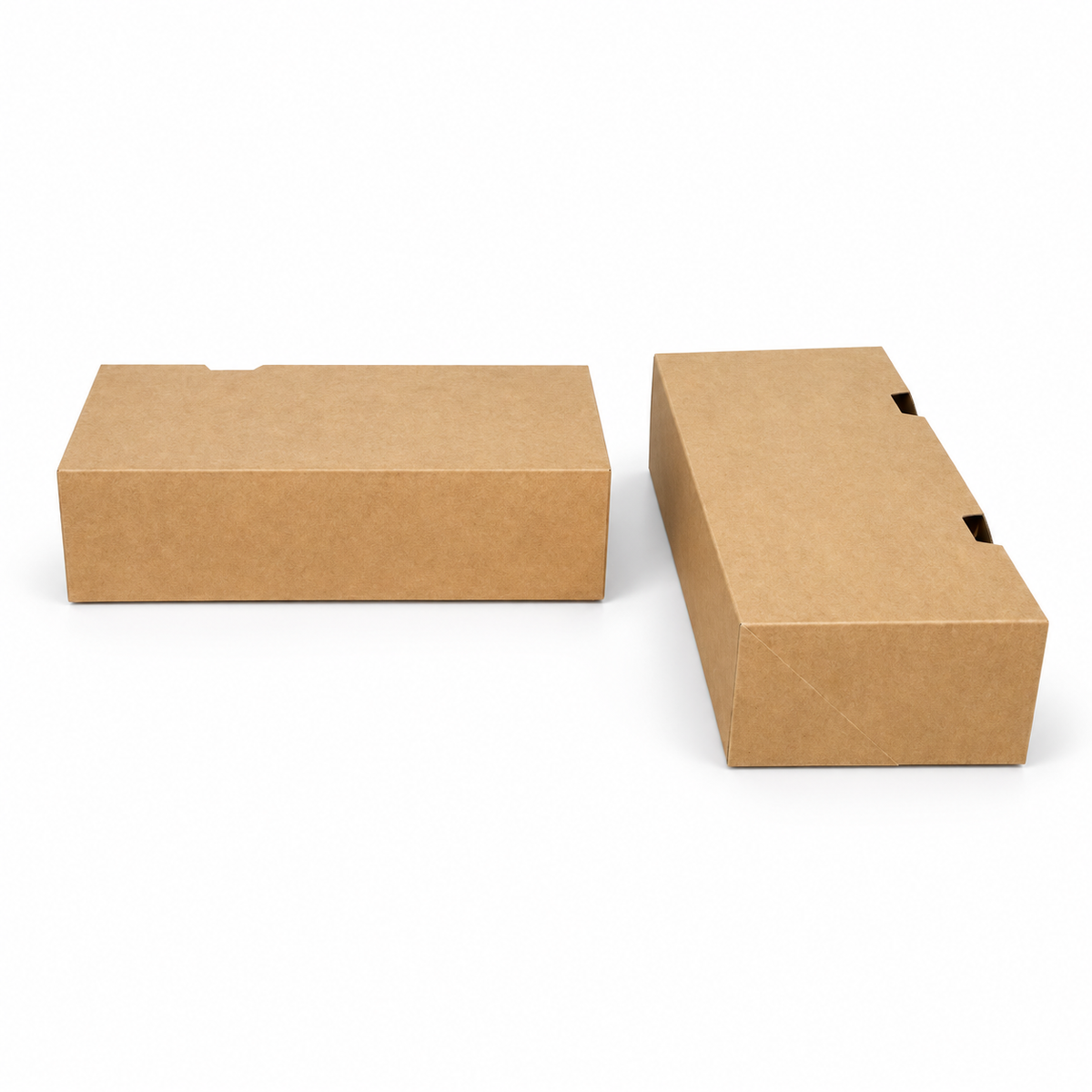 Boîte sandwich kraft 24x12x7 cm – Pack de 50 | Emballage tacos, kebab, snack — vue produit sur fond blanc