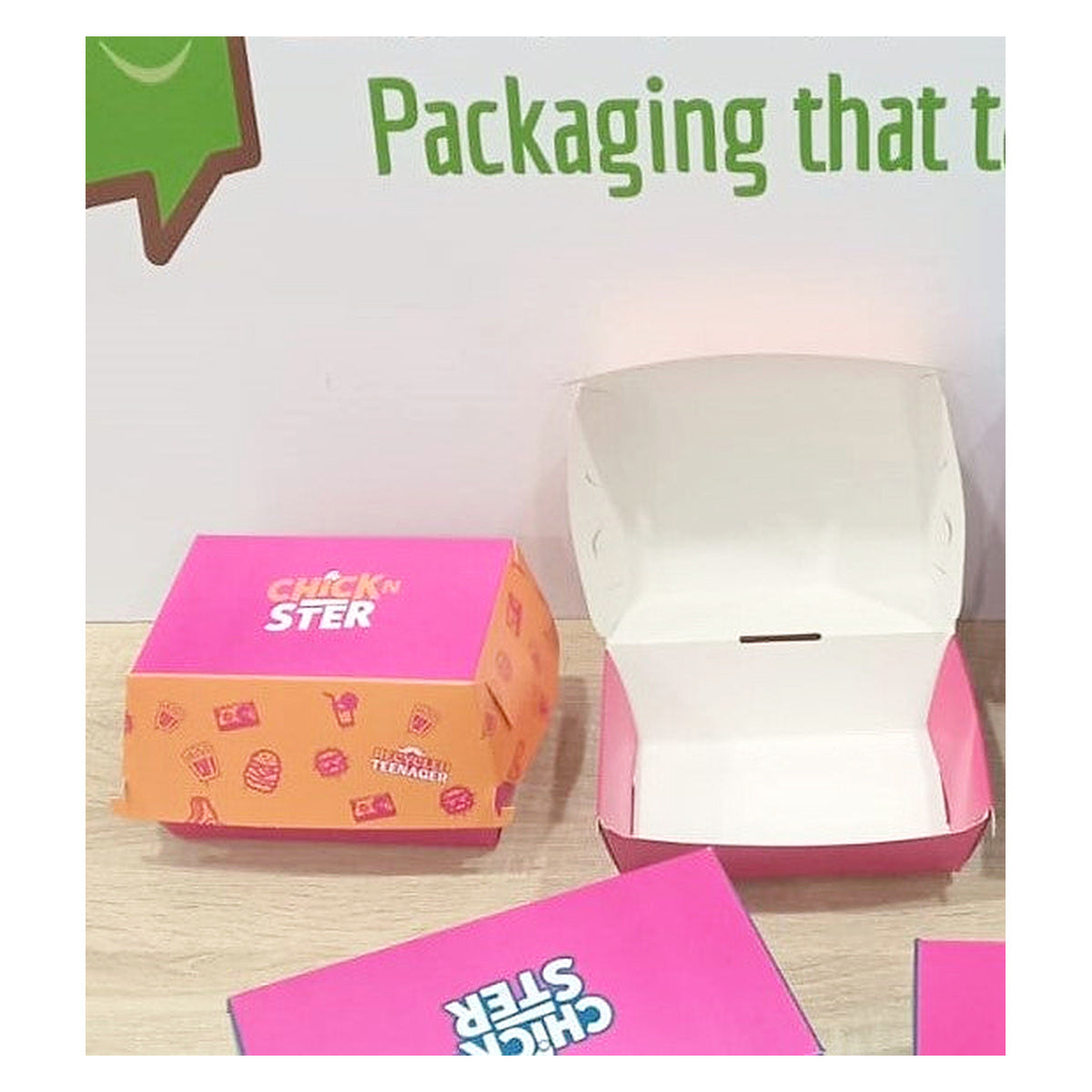 Custom rectangular burger packaging