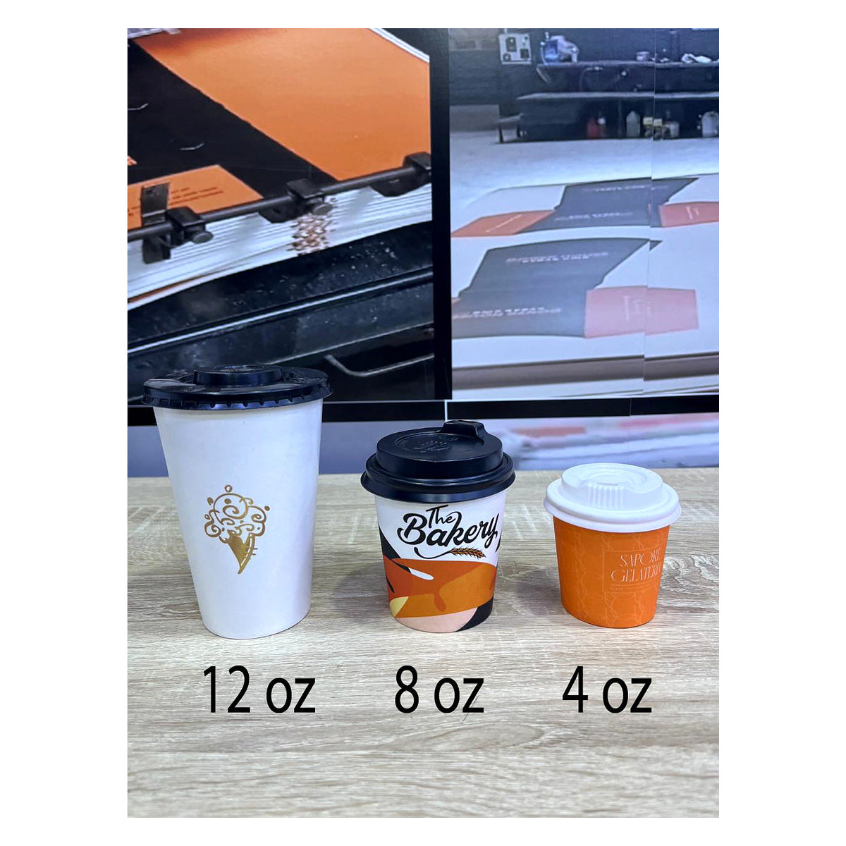 Gobelet en carton personnalisé pour café ou jus, formats 4, 8 ou 12 oz