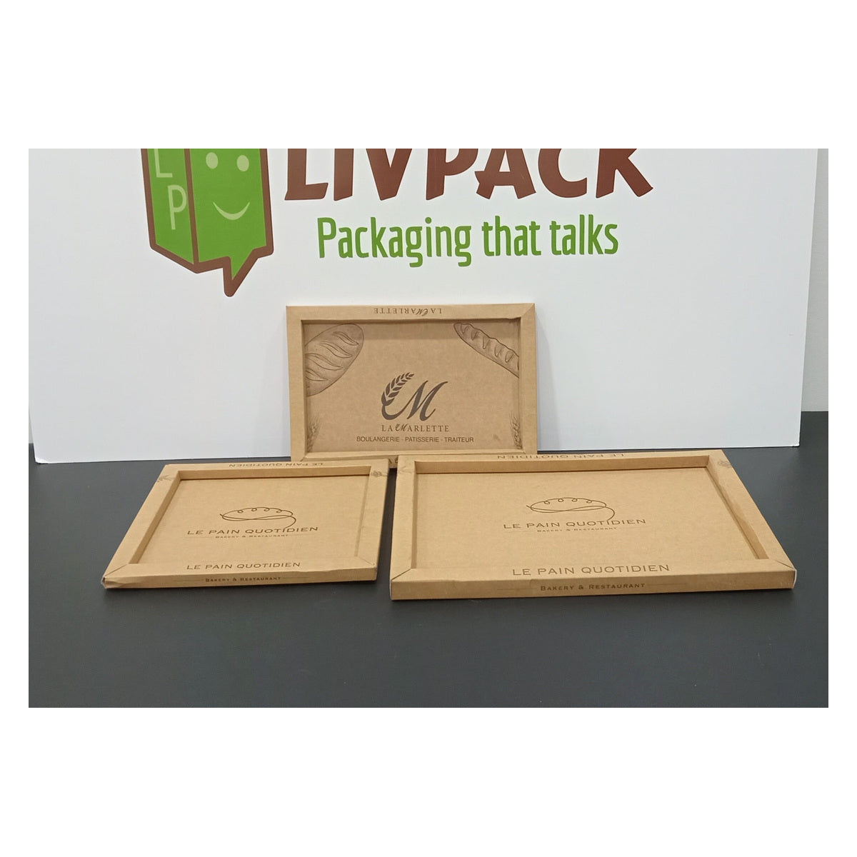 plateaux pâtisserie personnalisés kraft avec logo – Livpack