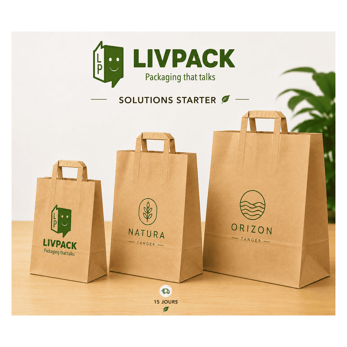 Custom brown kraft paper bag with logo for shops and restaurants