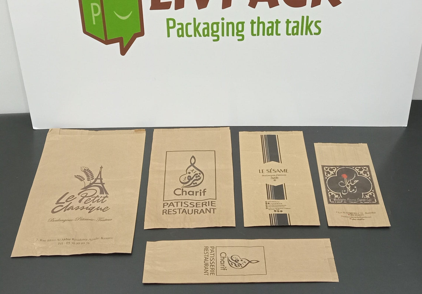 sachet pâtisserie kraft personnalisé avec logo – impression de qualité