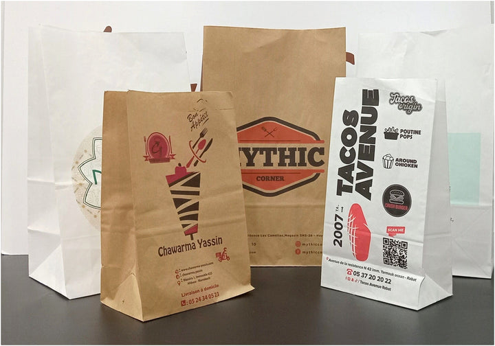 Bolsas SOS kraft de fondo cuadrado personalizadas, modelo Premium