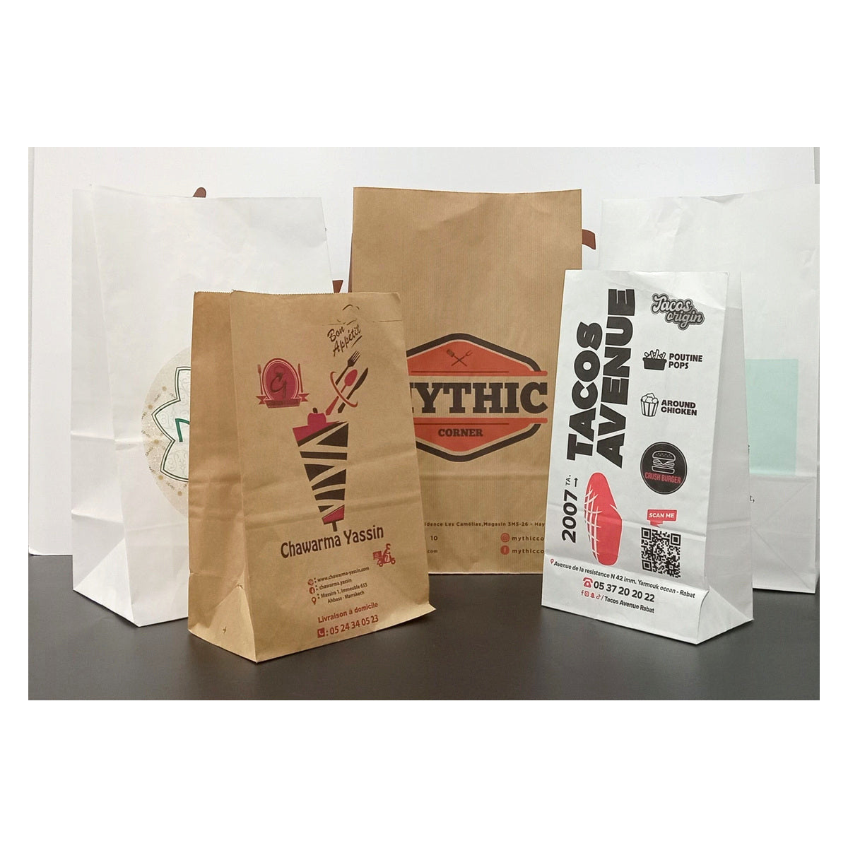 Custom square-bottom kraft SOS bags, Premium design