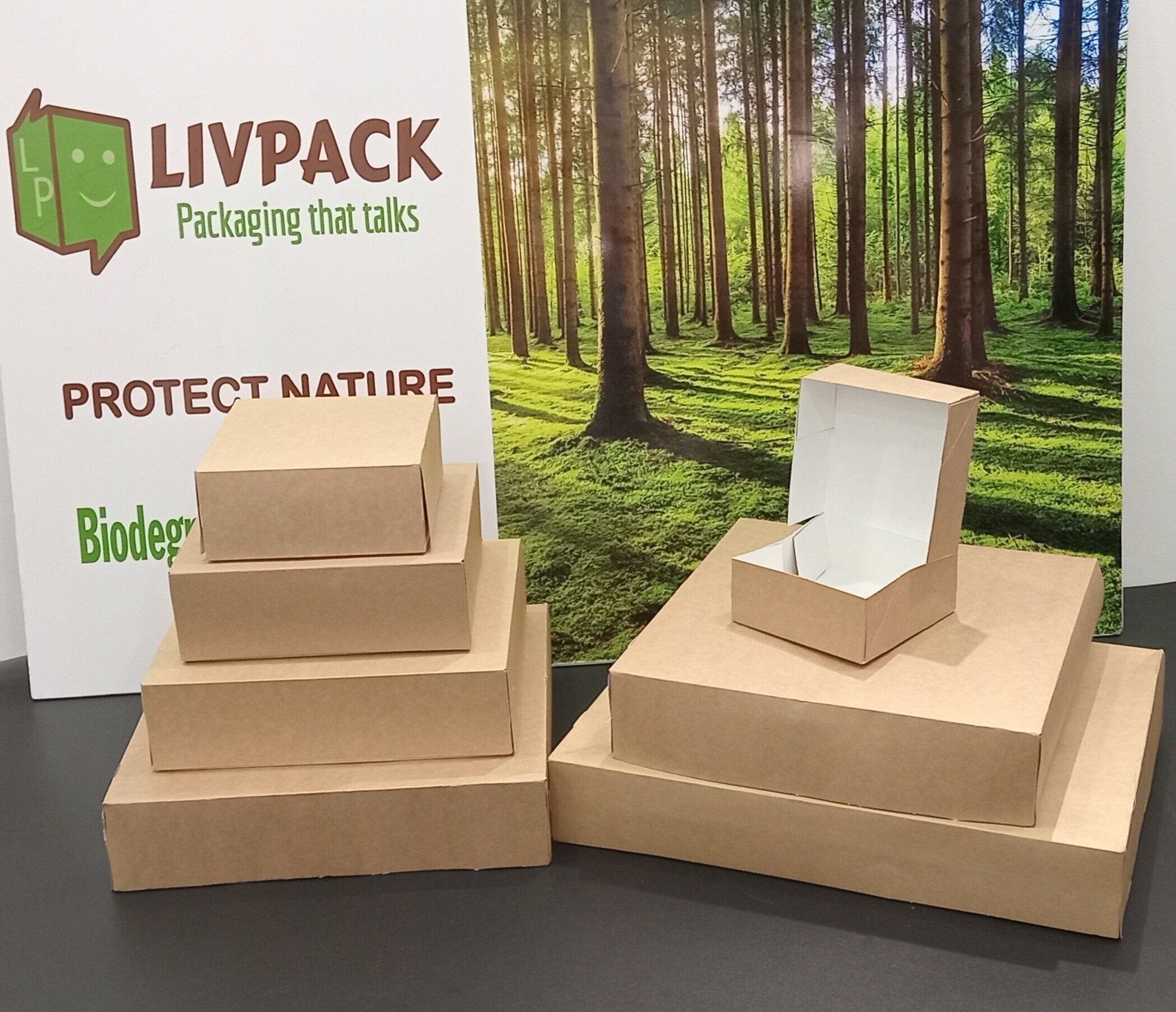 Boîtes pâtisserie kraft empilées Livpack – format standard