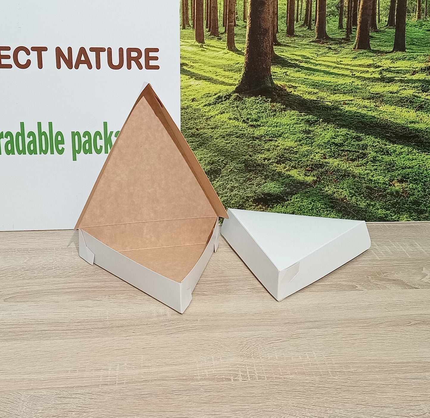 Boîte triangle kraft pour part de pizza – emballage à emporter écologique