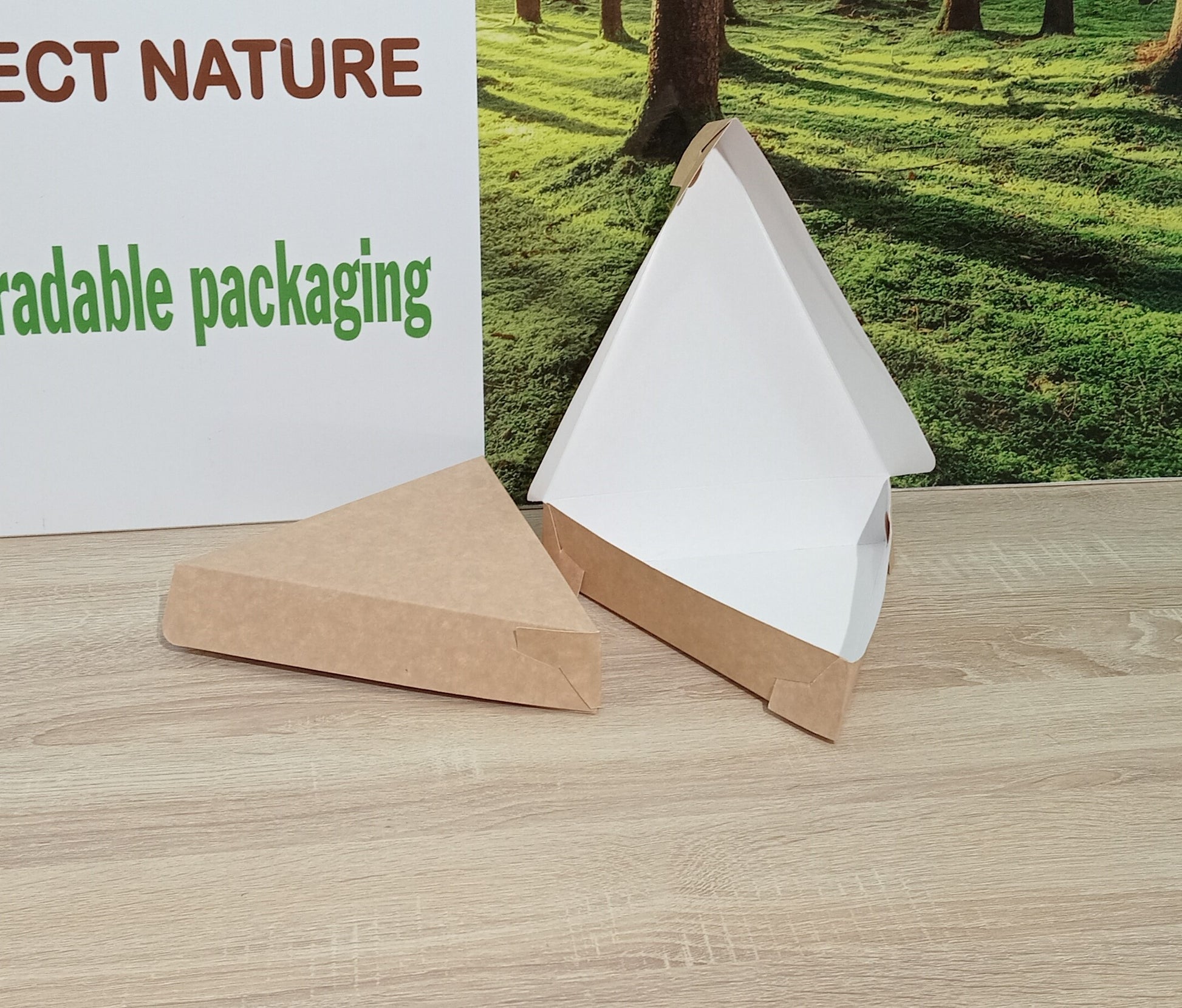Boîte triangle kraft pour part de pizza – emballage à emporter écologique