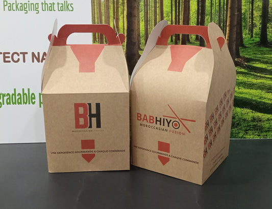 Boîtes mallettes kraft personnalisées avec logo pour restauration

