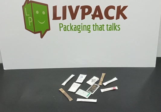 Logo Livpack sur fond kraft - sachet sucre personnalisé