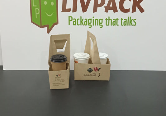 Support gobelets kraft personnalisé – logo Livpack