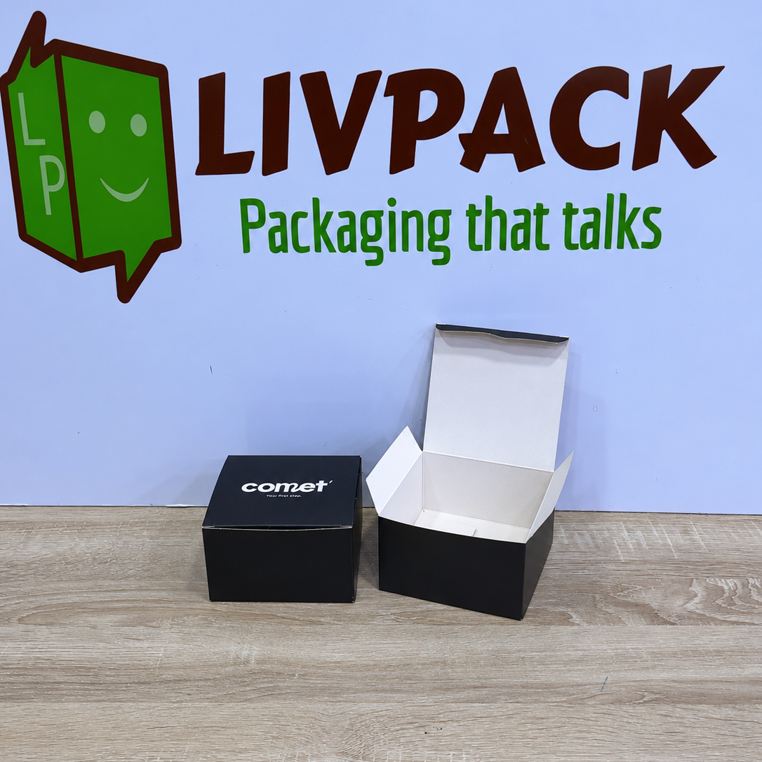 Boîtes personnalisées sandwich et pâtisserie 12 × 12 × 7 cm, réalisation Livpack