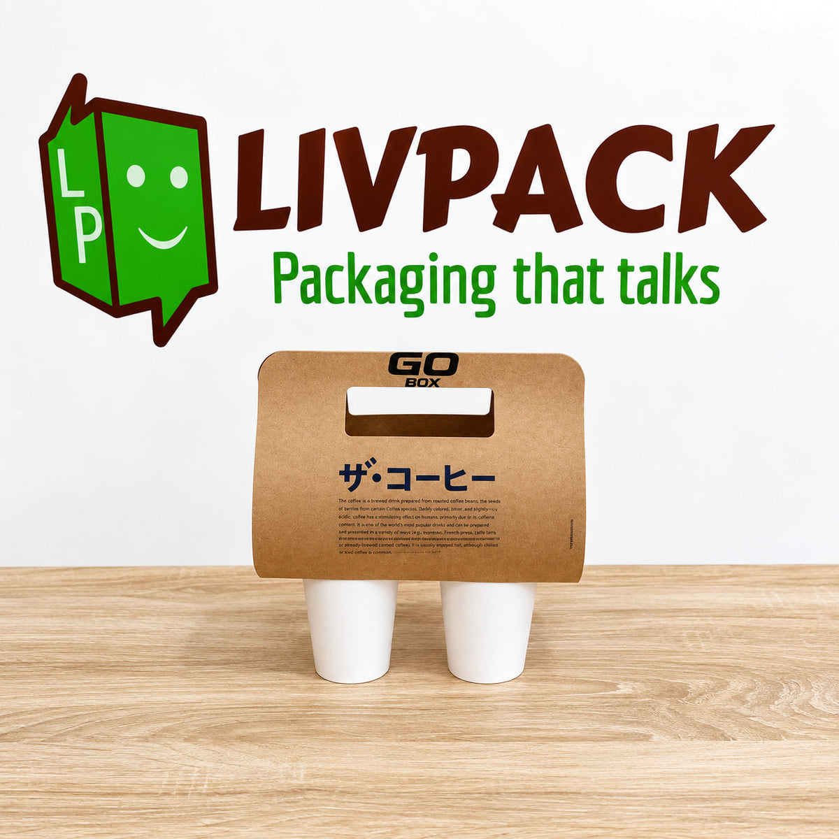 Porte-gobelets SOS kraft personnalisé pour deux cafés à emporter – Livpack