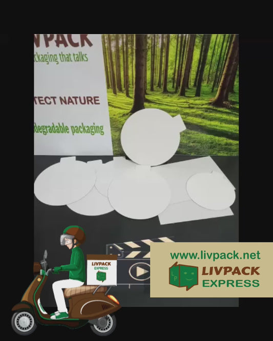 Sous-gâteaux blancs rigides ronds et carrés Livpack sur table bois