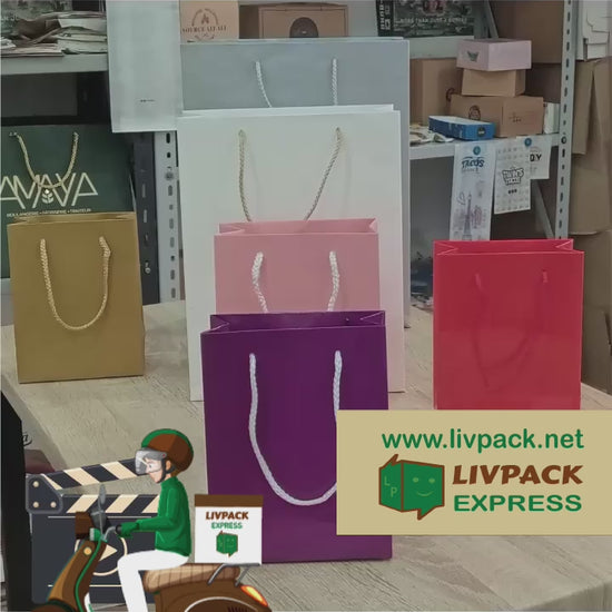 Présentation sacs boutique Livpack – plusieurs tailles et couleurs