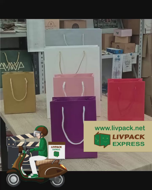 Présentation sacs boutique Livpack – plusieurs tailles et couleurs