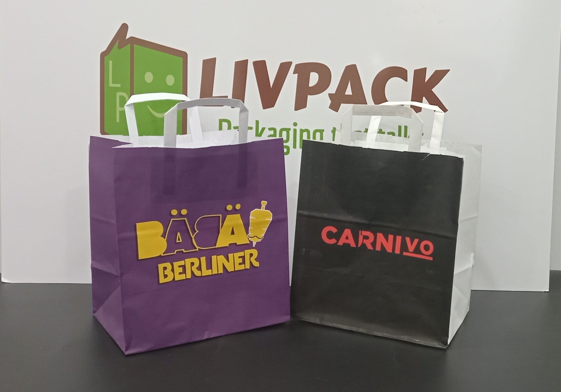 Sachet cabas premium avec impression intégrale couleur sur kraft personnalisé