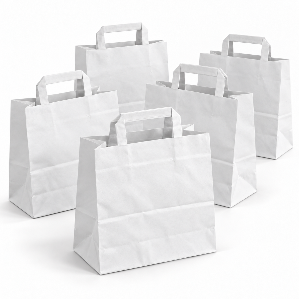 White kraft carrier bags with flat handles
