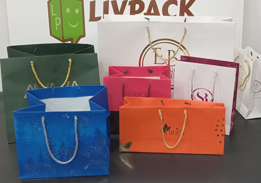 sacs pâtisserie personnalisés Livpack avec poignée – couleurs variées