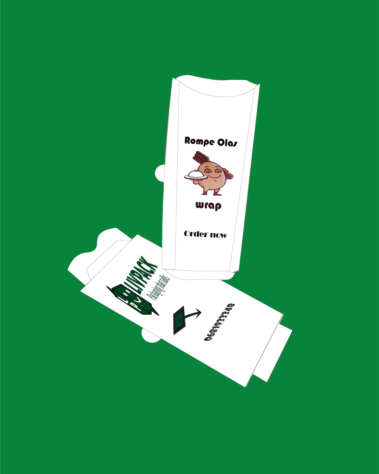 Custom Cardboard Wrap or Sandwich Pouch – White or Brown Kraft – Minimum 10,000 units